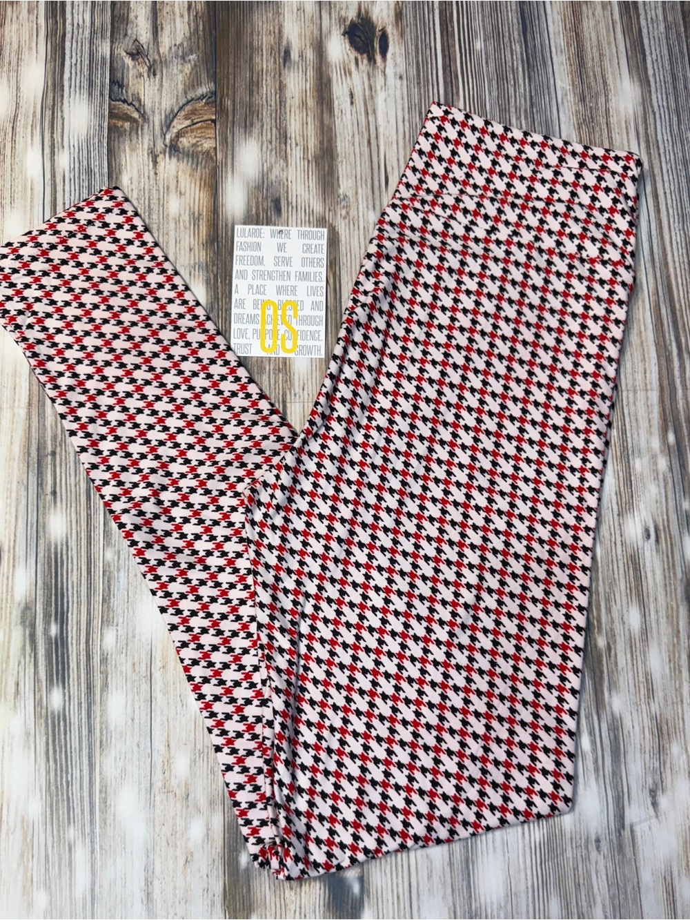 LuLaRoe Houndstooth Leggings - Red, Black & White